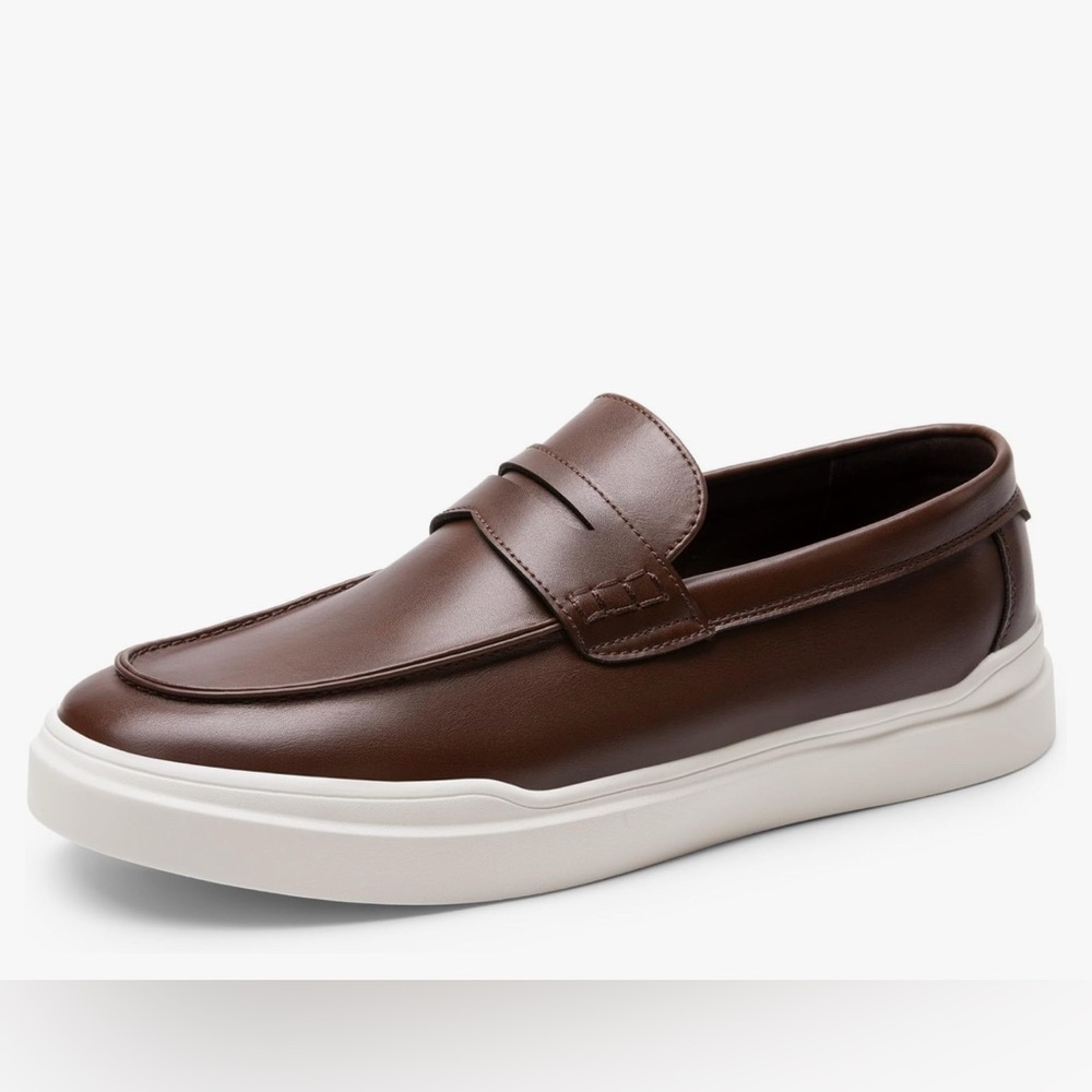 Bruno Marc Brown Leather Men’s Penny Loafers Slip On - 10.5
